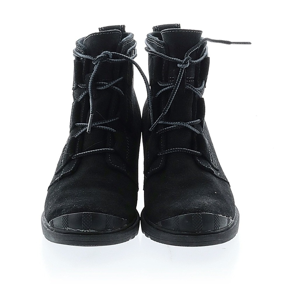 Sorel Black Suede Ankle Boots‎ Womens 6 Wedge Heel Lace Up Booties